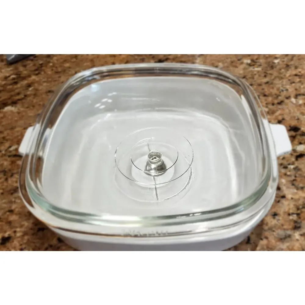 Corning Ware MW-16 10 x 10 White MicroMake Browning Dish w/ Lid